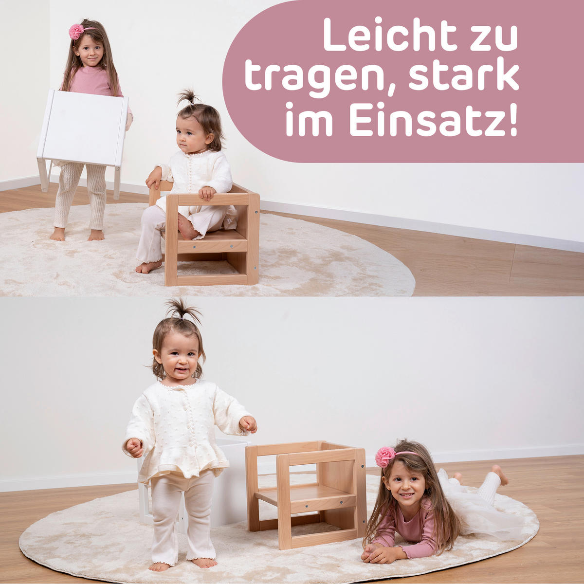 LERNTURM Littlefoot 3-in-1  - Beige, Basics, Holz (32/32/322cm) - Tobi