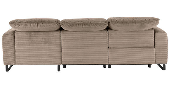 ECKSOFA Taupe Cord  - Taupe/Schwarz, KONVENTIONELL, Textil/Metall (266/180cm) - Hom`in