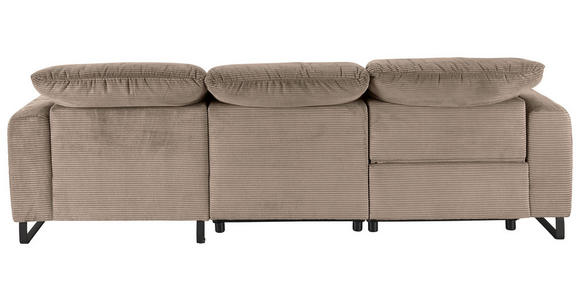 ECKSOFA in Cord Taupe  - Taupe/Schwarz, KONVENTIONELL, Textil/Metall (266/180cm) - Hom`in