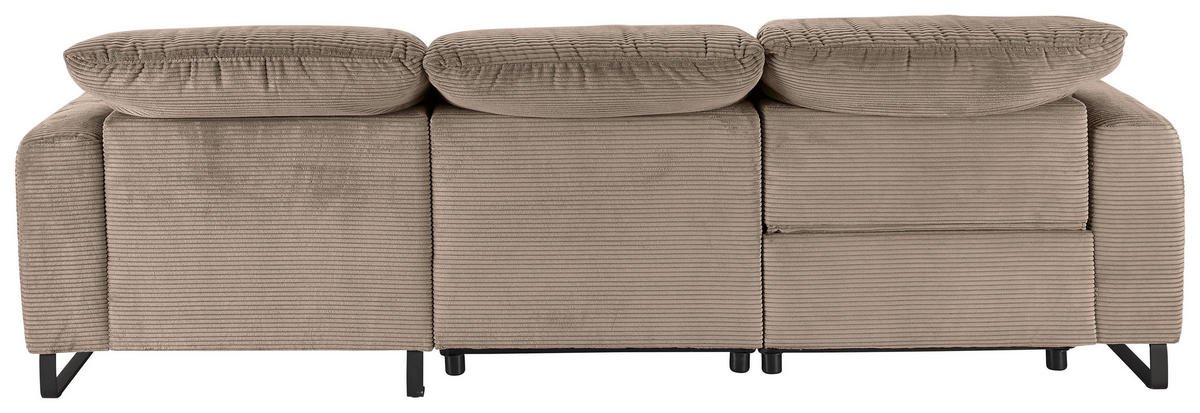 ECKSOFA in Cord Taupe  - Taupe/Schwarz, Konventionell, Textil/Metall (266/180cm) - Hom`in