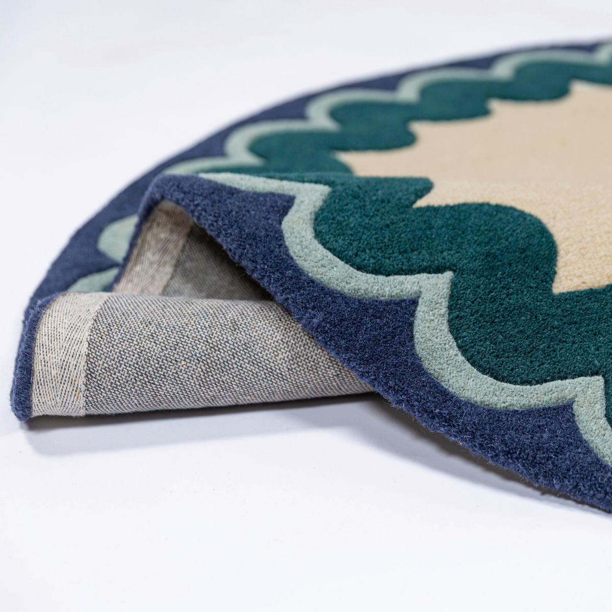 WOLLTEPPICH 160/160 cm Wiggle Petrol rund  - Petrol, Basics, Textil (160/160cm) - Flair Rugs