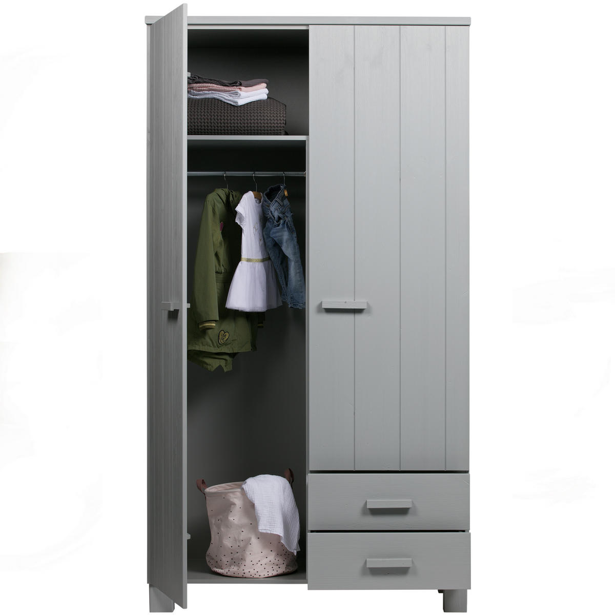 GARDEROBENSCHRANK Dennis  in 111/202/55 cm  - Grau, Design, Holz (111/202/55cm) - Livetastic