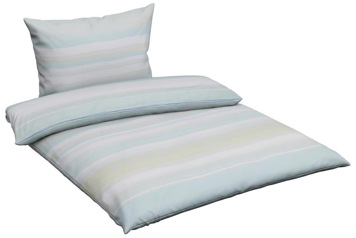 BETTWÄSCHE Frühjahr/Sommer 2024 Leinenoptik 140/200 cm  - Türkis/Weiß, KONVENTIONELL, Textil (140/200cm) - Fleuresse