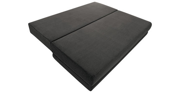 SCHLAFSOFA Cord Graphitfarben Rückenkissen, Armlehnenkissen, Bettkasten, Schlaffunktion, Rücken echt, Liegefläche im Originalstoff  - Schwarz/Graphitfarben, KONVENTIONELL, Holz/Textil (196/96/103cm) - Carryhome
