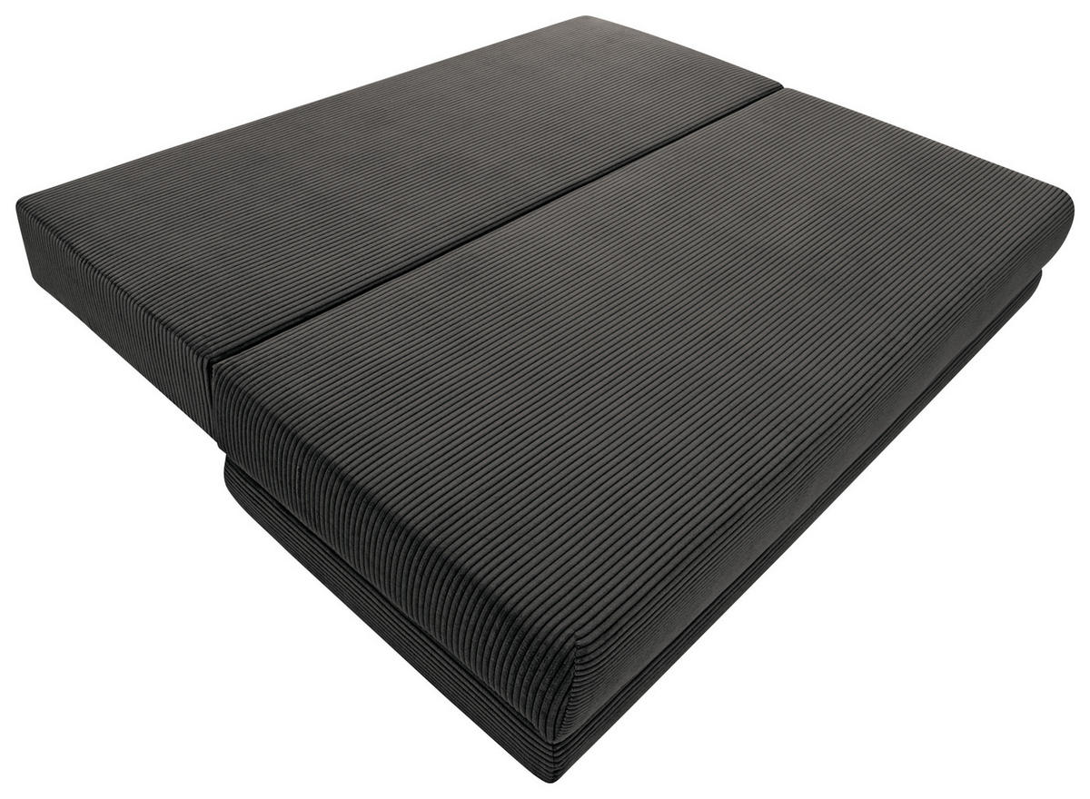 SCHLAFSOFA Cord Graphitfarben Rückenkissen, Armlehnenkissen, Bettkasten, Schlaffunktion, Rücken echt, Liegefläche im Originalstoff  - Schwarz/Graphitfarben, KONVENTIONELL, Holz/Textil (196/96/103cm) - Carryhome