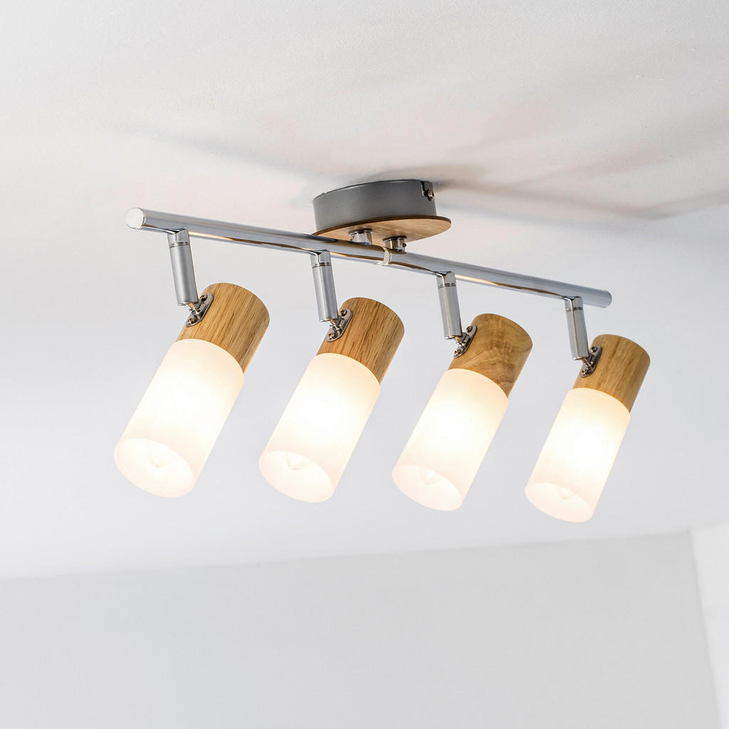 Thumbnail - Brilliant Deckenleuchte Babsan, Weiß, Holz, Metall, Kunststoff, 11.5x18x68 cm, Lampen & Leuchten, Innenbeleuchtung, Leuc...