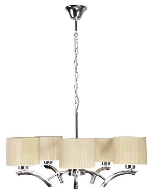 PENDELLAMPA Draga 58/58/95 cm  - kromfärg/cremefärgad, Klassisk, metall/textil (58/58/95cm)