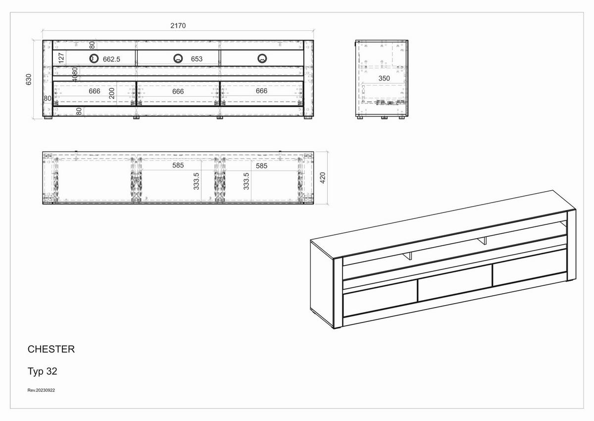 WOHNWAND 2-teilig  in Weiß, Eichefarben  217/170/42 cm  - Eichefarben/Weiß, Design, Holzwerkstoff (217/170/42cm) - MID.YOU
