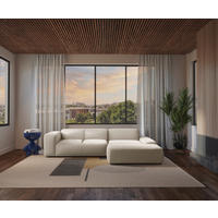 ECKSOFA HANNAH Creme Cord  - Creme/Schwarz, Design, Kunststoff/Textil (304/200cm) - MID.YOU