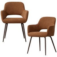 ARMLEHNSTUHL-SET 2 Stück  in Webstoff  - Dunkelbraun/Braun, MODERN, Textil/Metall (58/80/58cm) - Livetastic