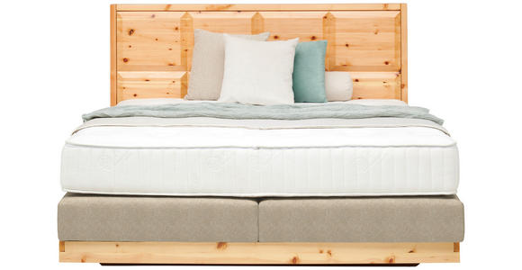 BOXSPRINGBETT 180/200 cm  in Zirbelkieferfarben, Beige  - Zirbelkieferfarben/Beige, Natur, Holz/Textil (180/200cm) - Valnatura