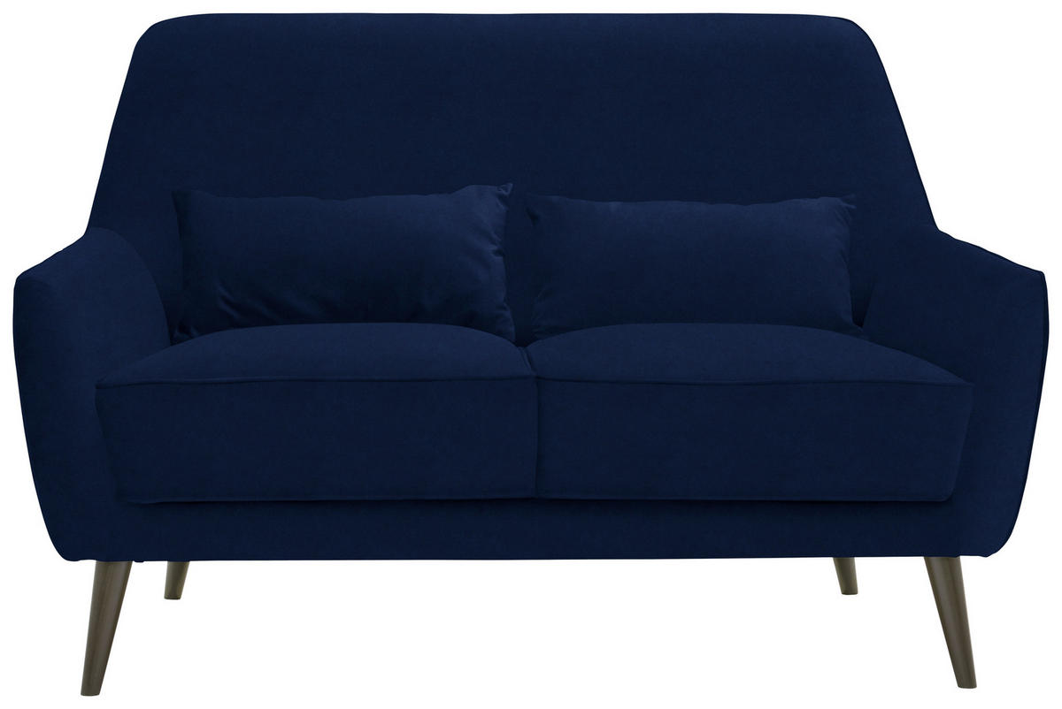 2-SITZER-SOFA in Mikrofaser Blau  - Blau/Schwarz, Trend, Holz/Textil (135/86/80cm) - Carryhome