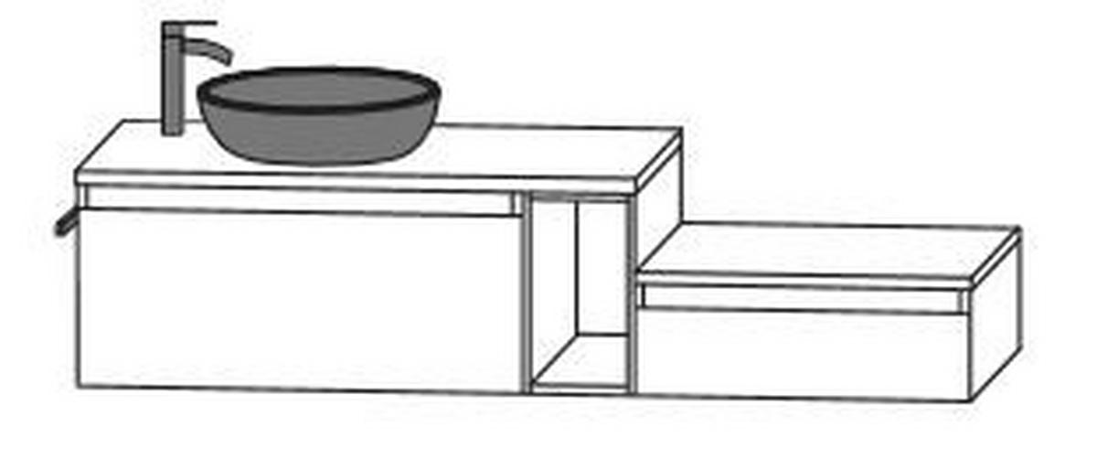 WASCHTISCHKOMBI 160 cm  - Eichefarben/Schwarz, Keramik/Holzwerkstoff (160cm) - Novel