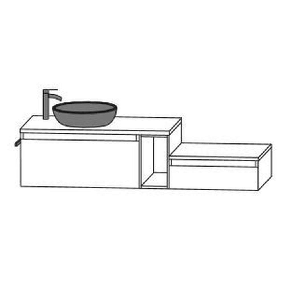 Thumbnail - Novel Waschtischkombi Nv.075, Schwarz, Eiche, Holzwerkstoff, 2 Schubladen, 160 cm, Goldenes M, Made in Germany, DGM-Emis...