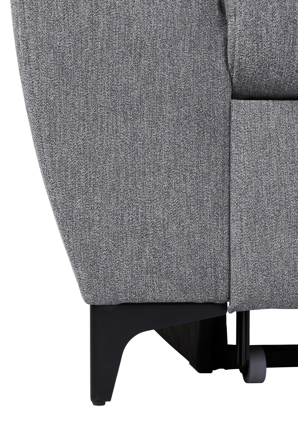 ECKSOFA in Velours Dunkelgrau  - Dunkelgrau/Schwarz, Konventionell, Textil/Metall (255/217cm) - MID.YOU