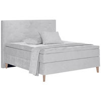 BOXSPRINGBETT 180/200 cm  in Hellgrau  - Eichefarben/Hellgrau, Konventionell, Holz/Textil (180/200cm) - Welnova