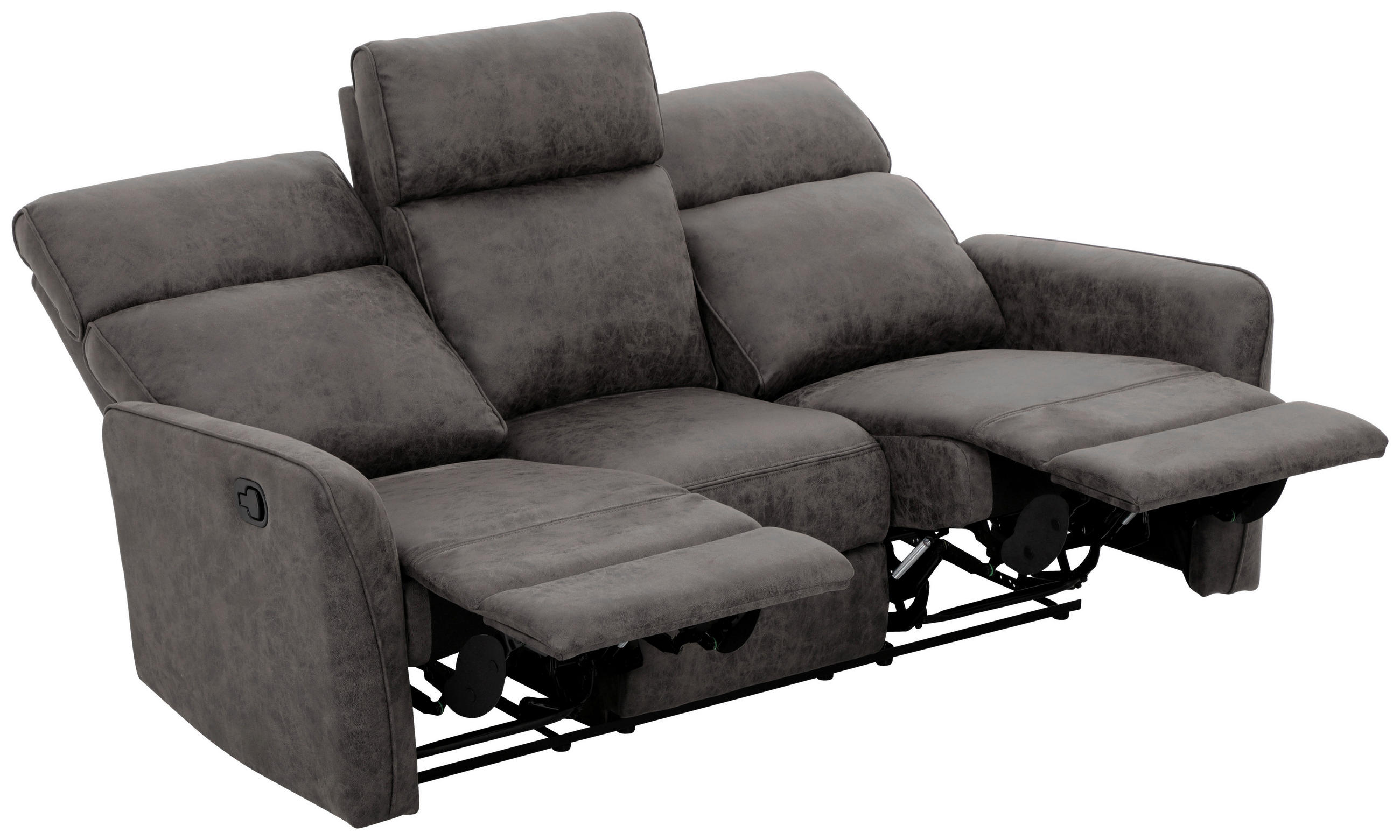 3-SITZER-SOFA Mikrofaser Grau  - Schwarz/Grau, Design, Holz/Kunststoff (185/105/93cm) - Livetastic