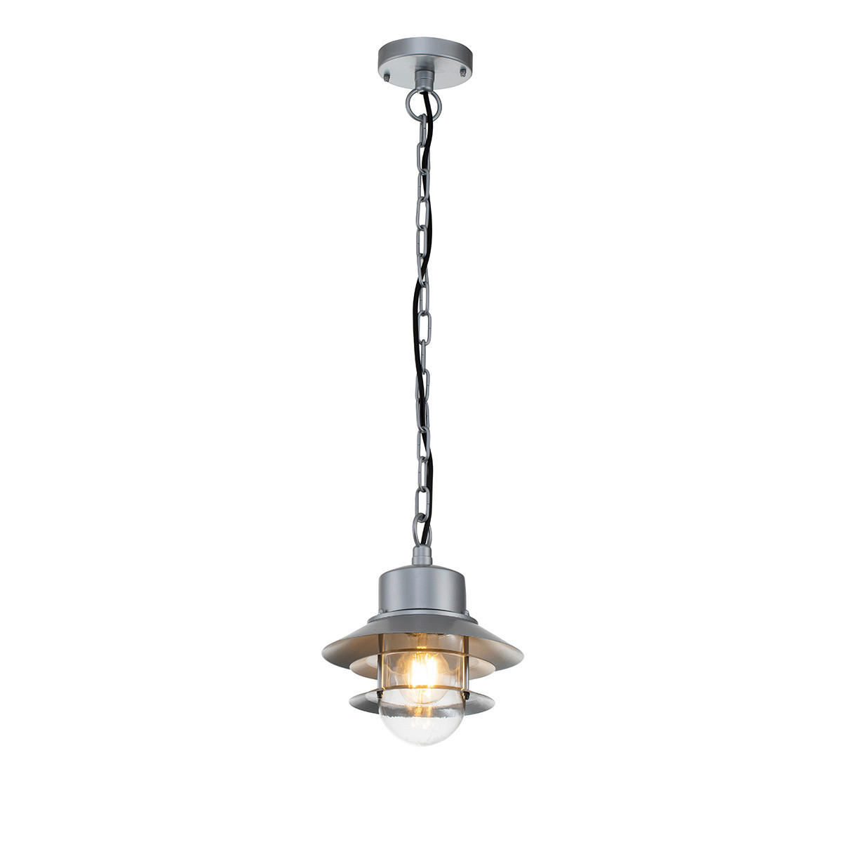 AUßENHÄNGELEUCHTE 22/37,5 cm   - Silberfarben, KONVENTIONELL, Glas/Metall (22/37,5cm) - Elstead Lighting