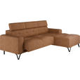ECKSOFA Rostfarben Chenille  - Rostfarben/Schwarz, KONVENTIONELL, Textil/Metall (264/178cm) - Hom`in