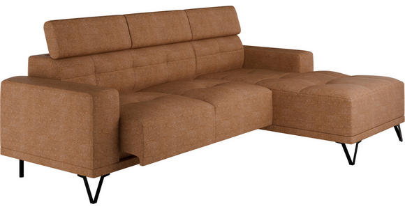 ECKSOFA Rostfarben Chenille - Rostfarben/Schwarz, KONVENTIONELL, Textil/Metall (264/178cm) - Hom`in