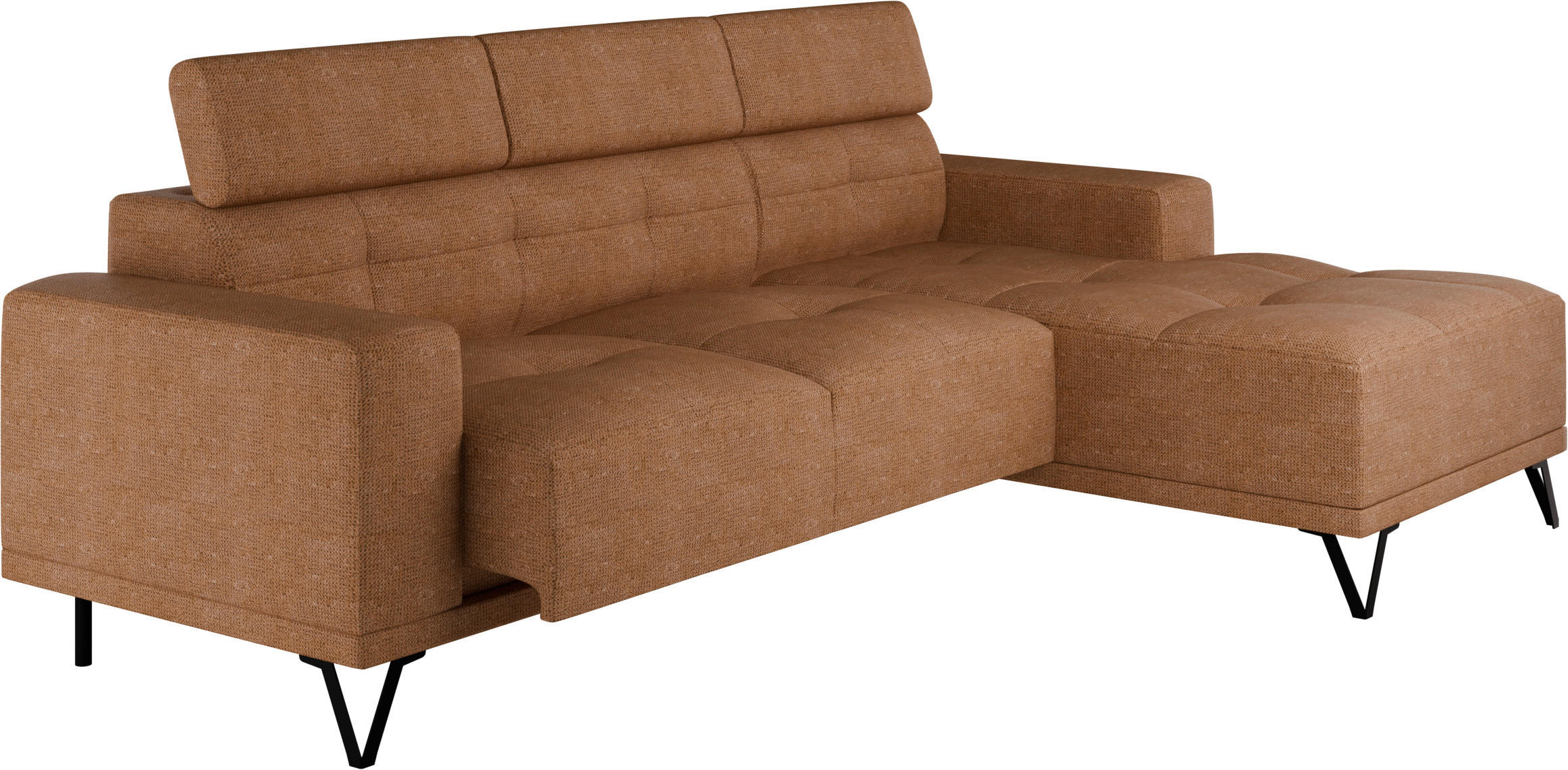 ECKSOFA Rostfarben Chenille  - Rostfarben/Schwarz, KONVENTIONELL, Textil/Metall (264/178cm) - Hom`in