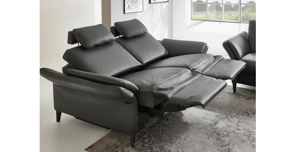 3-SITZER-SOFA Echtleder Anthrazit, Schwarz  - Anthrazit/Schwarz, Design, Leder/Metall (190/84/99cm) - Dieter Knoll