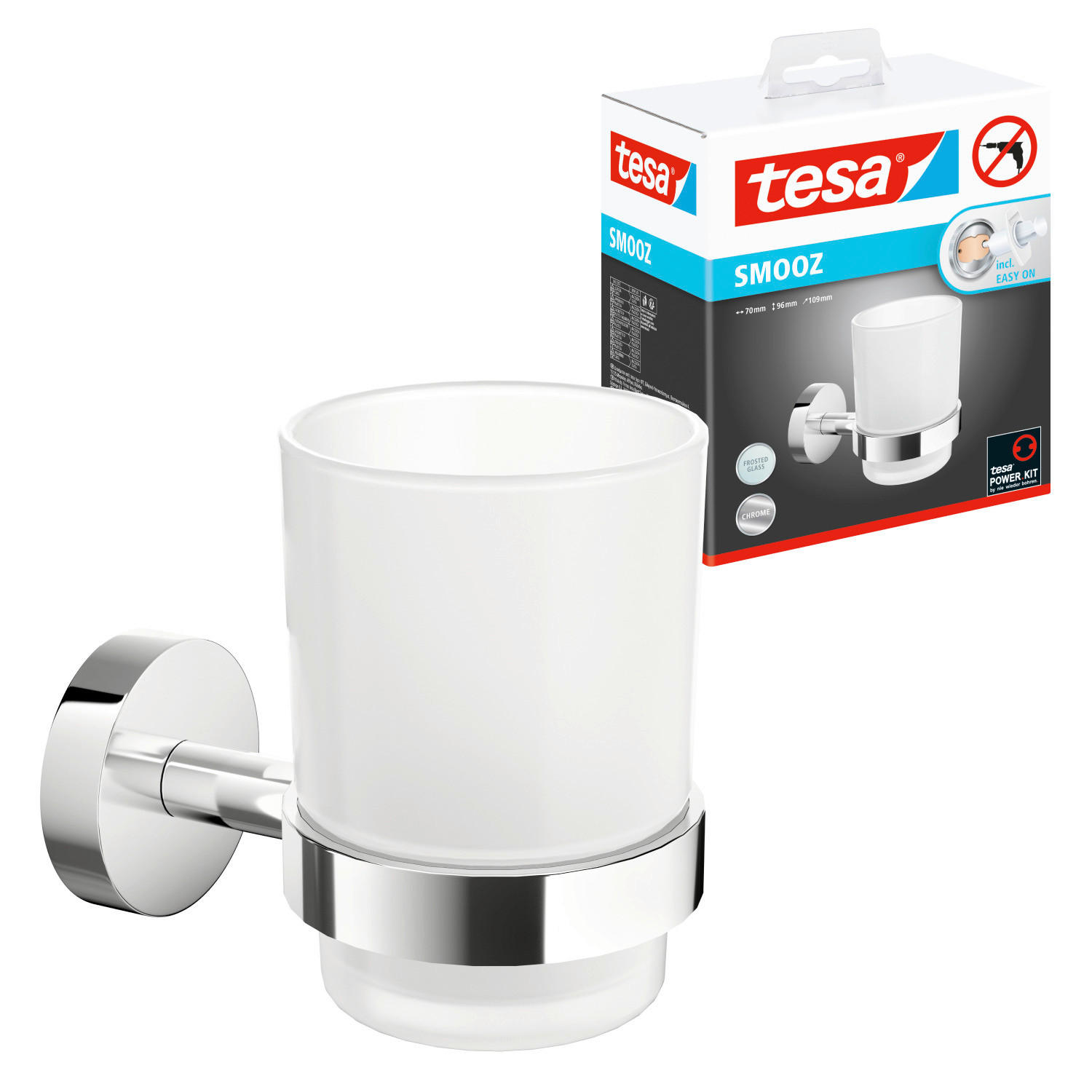 Tesa Zahnputzbecherhalter Smooz Weiß, Chrom 7x9.6x10.8 cm