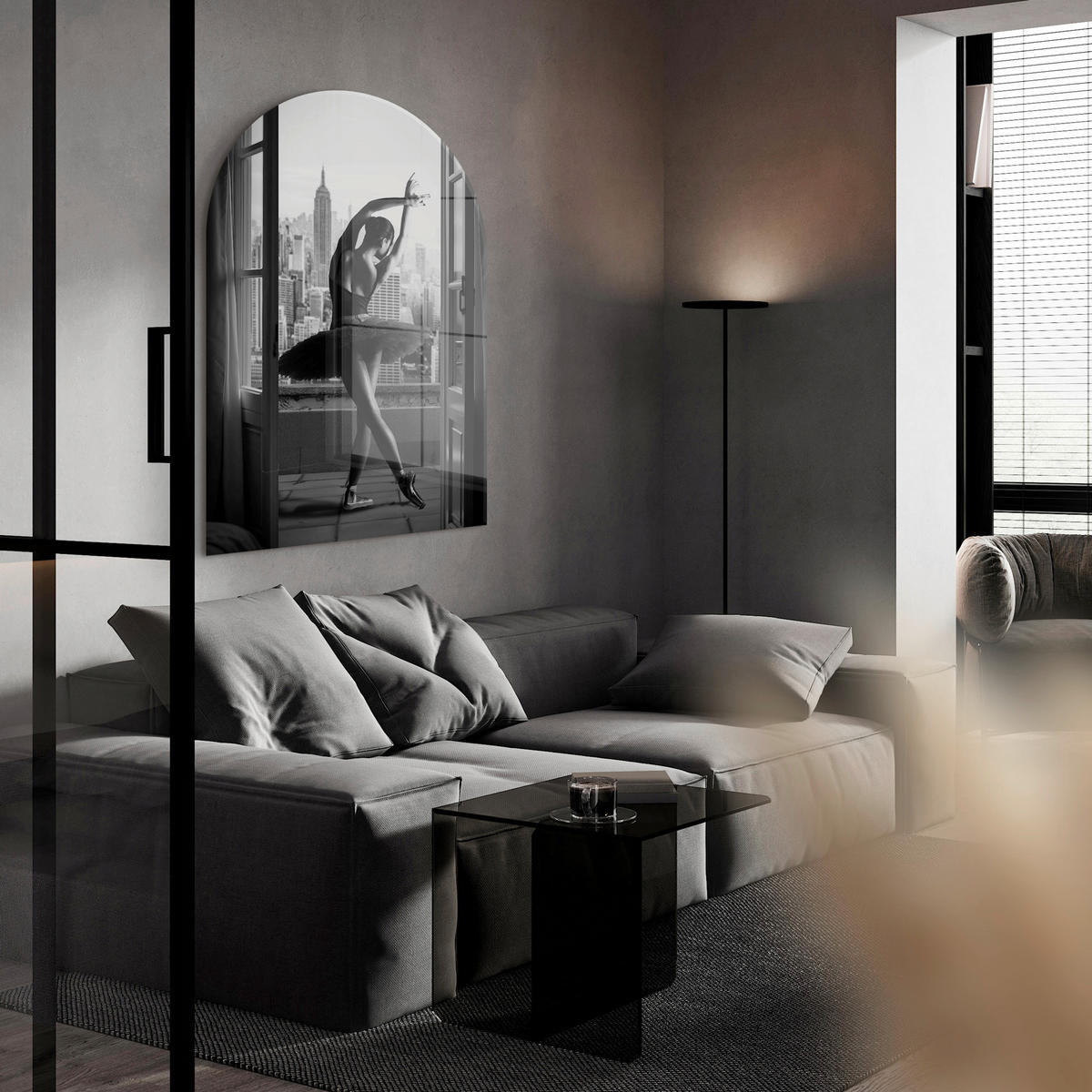 GLASBILD Städte, Frauen 70/100 cm  - Schwarz/Weiß, Basics, Glas/Papier (70/100cm)