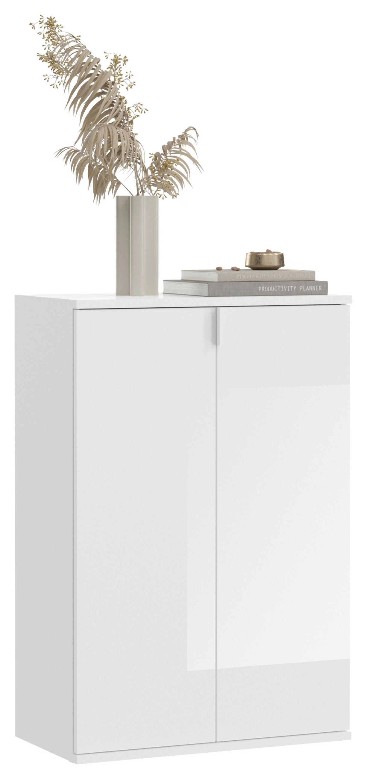 KOMODA, bílá, 61/99/34 cm - bílá/černá, Moderní, kov/kompozitní dřevo (61/99/34cm) - MID.YOU