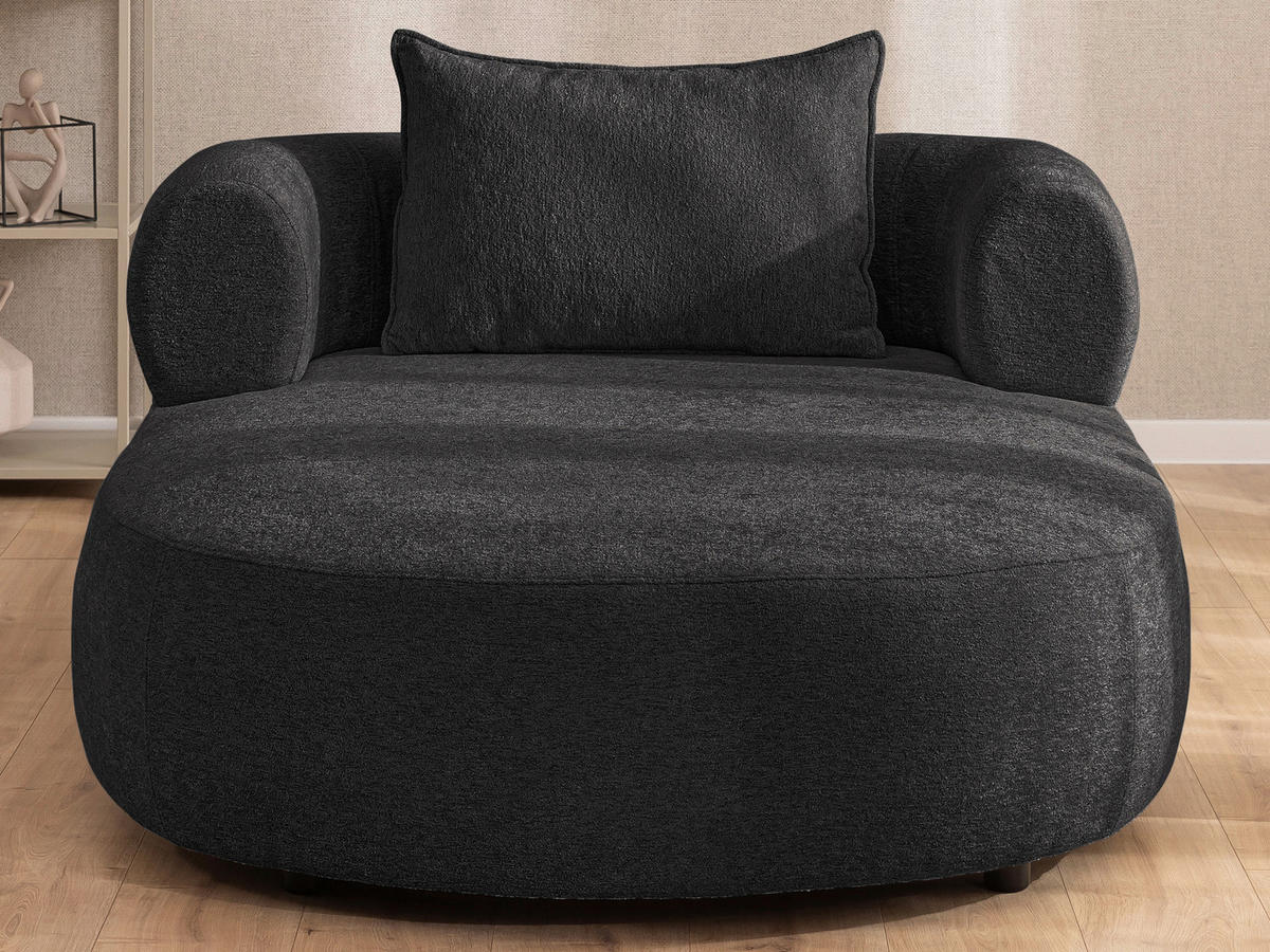 XXL-SESSEL Chenille Schwarz    - Schwarz, Design, Kunststoff/Textil (122/76/156cm) - Livetastic