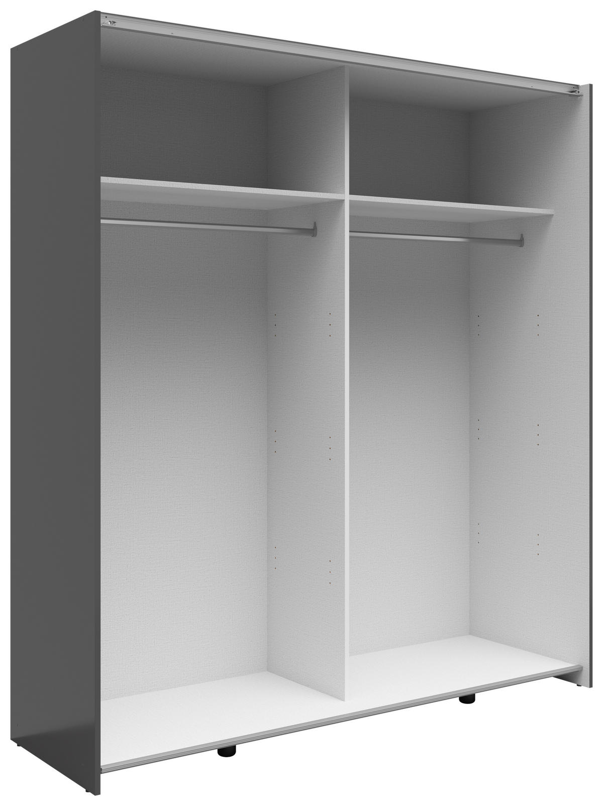 SCHWEBETÜRENSCHRANK 170/191/59 cm 2-türig Graphitfarben, Eiche Artisan  - Silberfarben/Graphitfarben, Basics, Holzwerkstoff/Kunststoff (170/191/59cm) - Boxxx