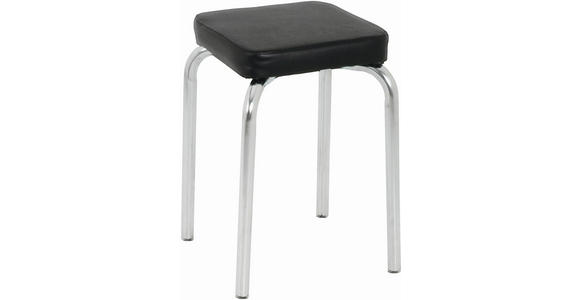 STAPELHOCKER Schwarz, Chromfarben - Chromfarben/Schwarz, Design, Textil/Metall (36/49/36cm) - Carryhome