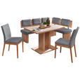 ECKBANKGRUPPE in Textil, Holzwerkstoff Grau, Eichefarben  - Eichefarben/Grau, KONVENTIONELL, Holzwerkstoff/Textil (120/80/76cm) - Cantus