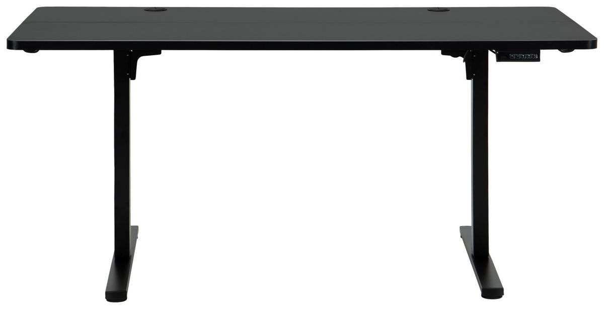 SCHREIBTISCH 160/80/72/118 cm Schwarz höhenverstellbar elektrisch höhenverstellbar  - Schwarz, Modern, Holzwerkstoff/Metall (160/80/72/118cm) - Livetastic