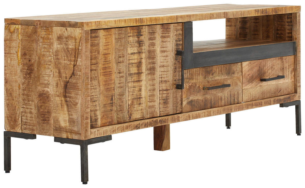 LOWBOARD 145/57/40 cm  - Anthrazit/Schwarz, Natur, Holz/Metall (145/57/40cm) - MID.YOU