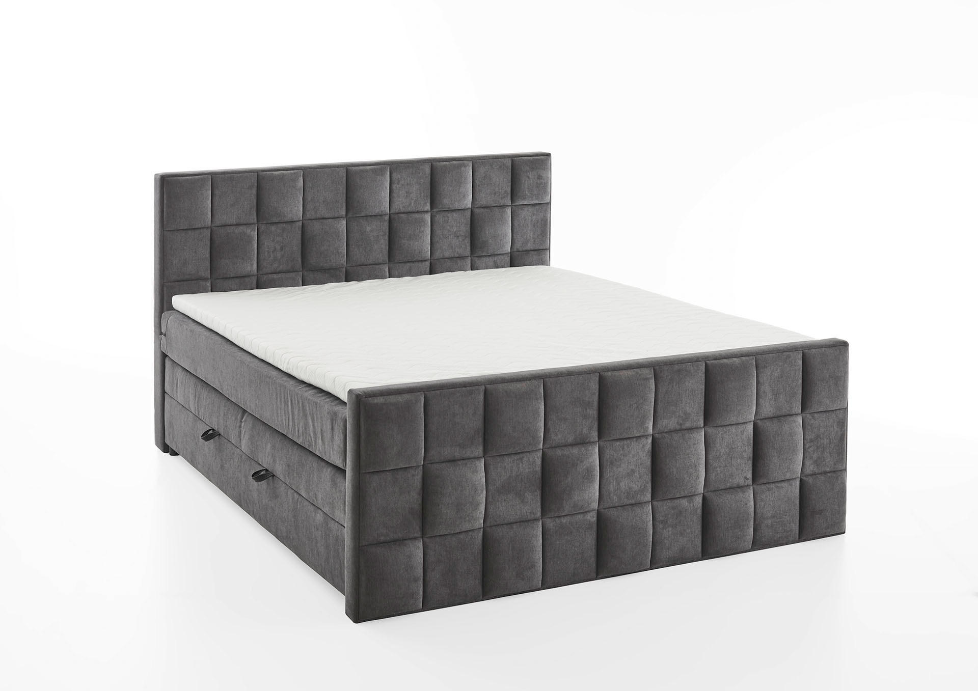 BOXSPRING KREVET     - siva/crna, Moderno, tekstil (185/230cm)