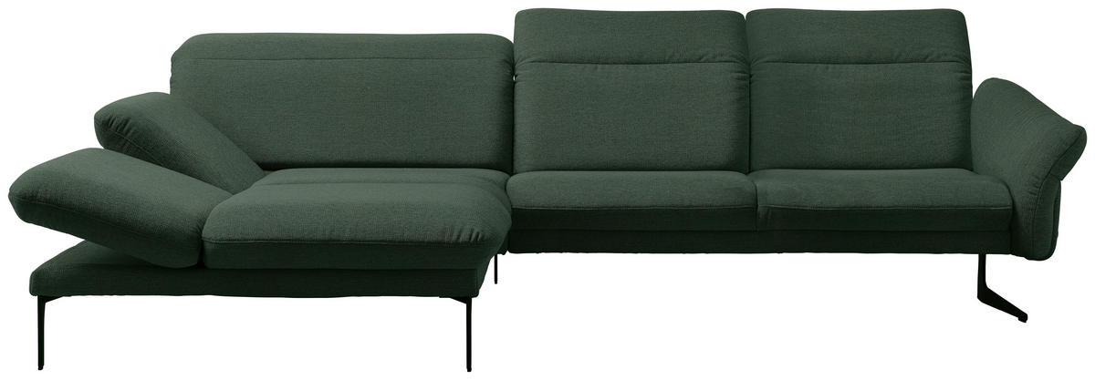 ECKSOFA Webstoff Grün  - Anthrazit/Grün, Design, Textil/Metall (203/299cm) - Himolla