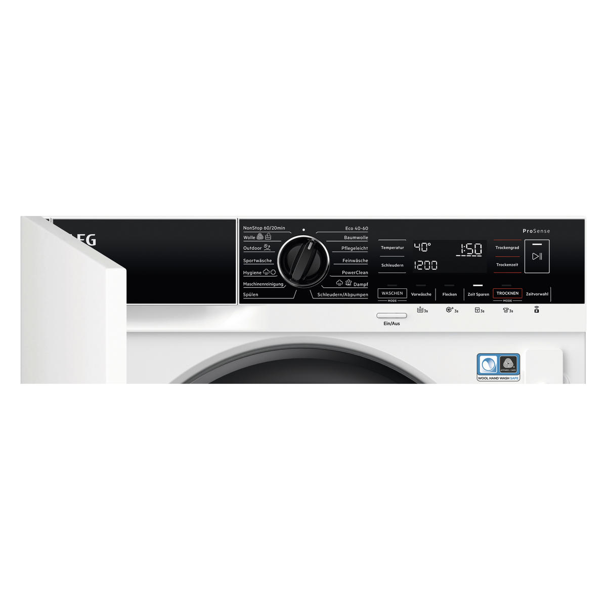 EINBAUWASCHTROCKNER LWR8WI7680  - Schwarz/Weiß, Basics, Kunststoff/Metall (59,6/81,9/55,3cm) - AEG