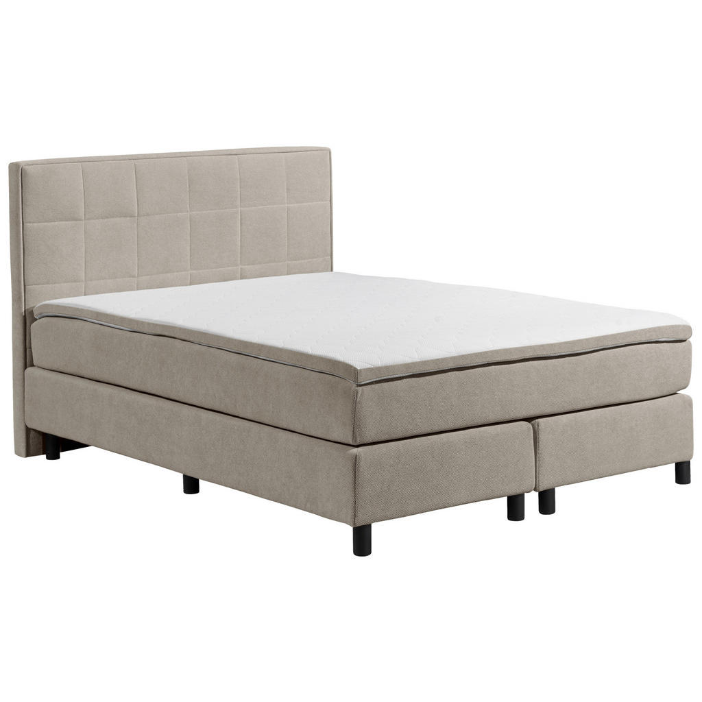 Thumbnail - Mid.you Boxbett Pastida 2 BB 140, Sand, Textil, H2, Höhe ca. 19 cm, 140x200 cm, Federkernmatratze, Topper durchgehend, M...