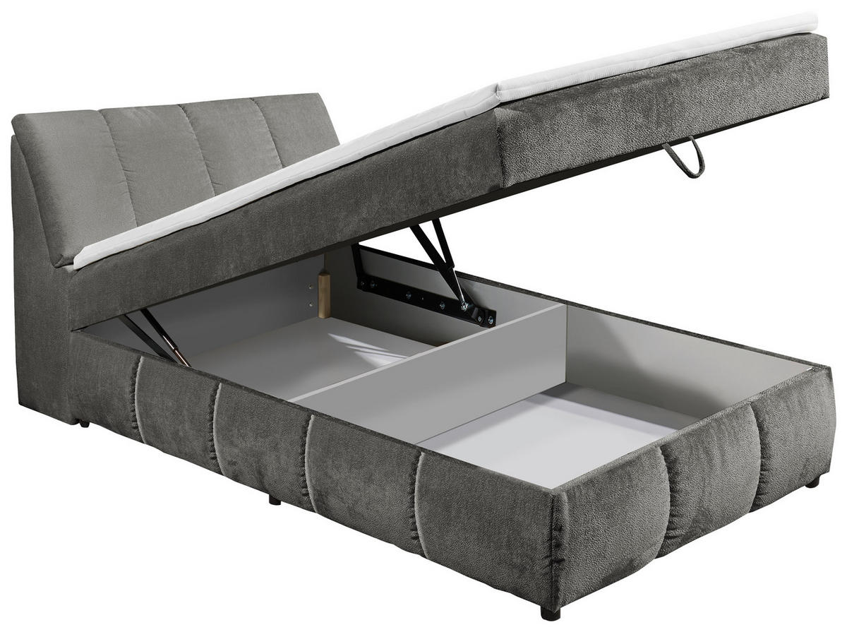 BOXBETT 120/200 cm  in Graphitfarben  - Schwarz/Graphitfarben, Modern, Holzwerkstoff/Kunststoff (120/200cm) - MID.YOU