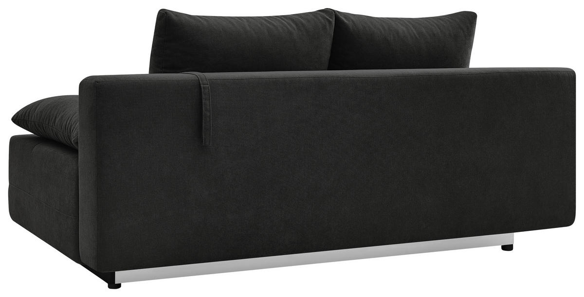 SCHLAFSOFA LUMOS Samt Schwarz  inkl. Rückenkissen, Armlehnenkissen, Schlaffunktion, Rücken echt, Stauraum  - Schwarz/Naturfarben, Design, Textil (206/96/96cm) - P & B