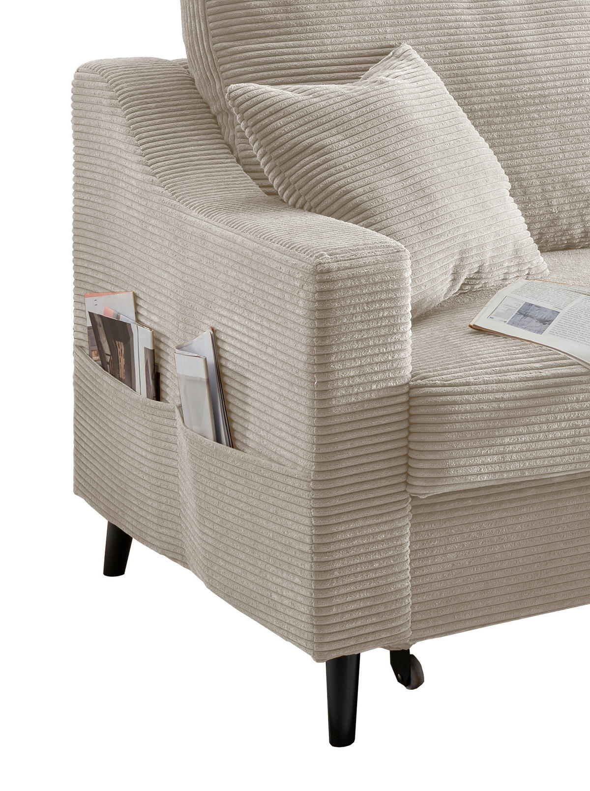 ECKSOFA Beige Cord  - Beige/Schwarz, Design, Holz/Textil (228/150cm) - P & B