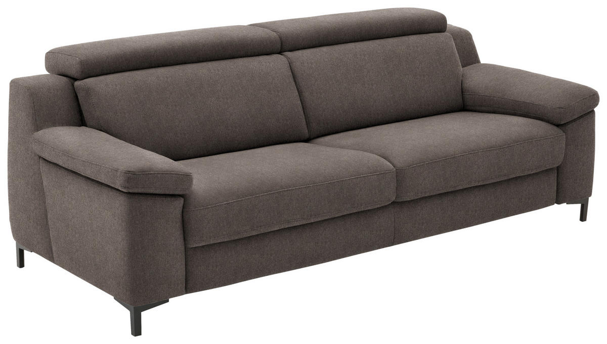 3-SITZER-SOFA in Chenille Graubraun  - Graubraun/Schwarz, Design, Textil/Metall (230/104/104cm) - Valdera
