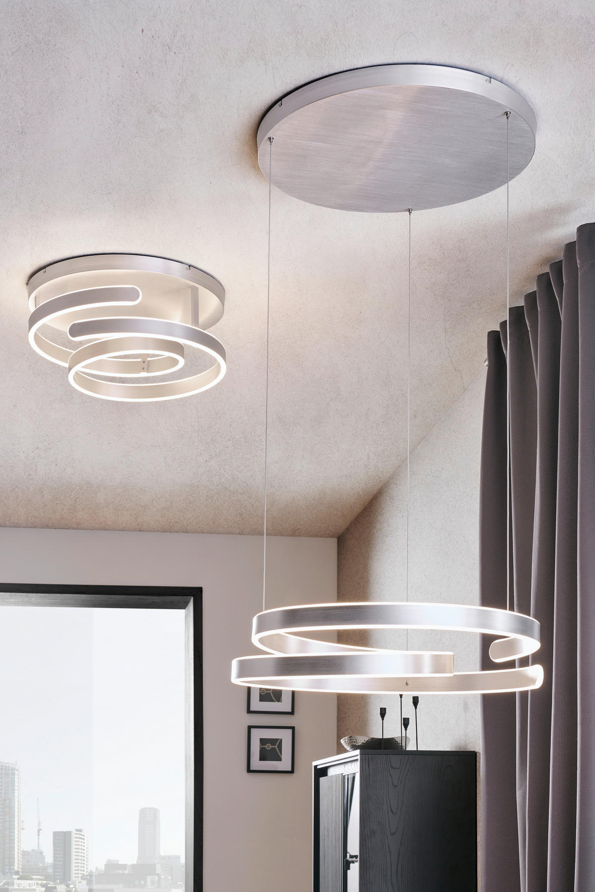 LED-HÄNGELEUCHTE Marine 70/150 cm   - Alufarben, Design, Metall (70/150cm) - Trio Leuchten