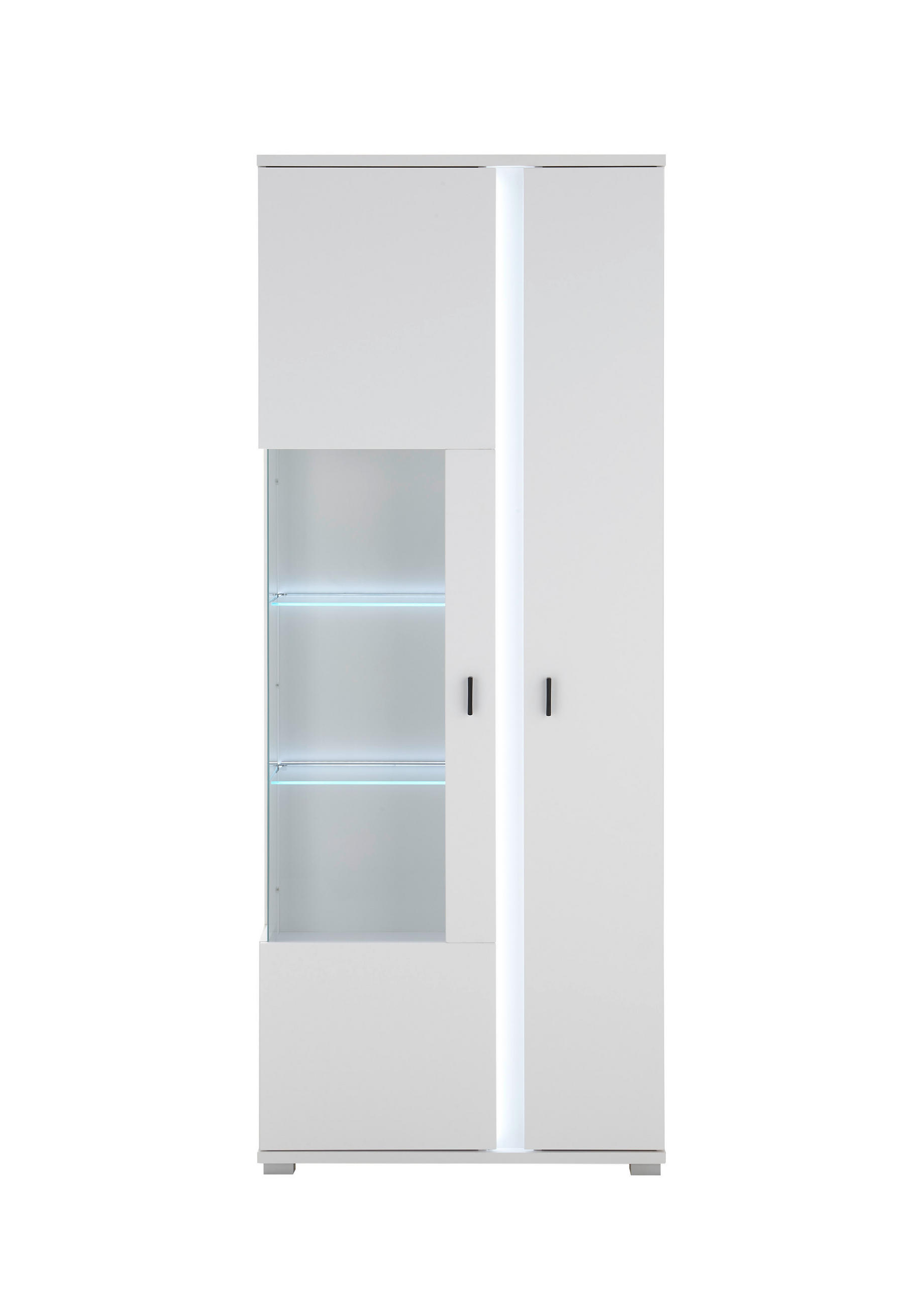 VITRINE in Weiß  - Silberfarben/Schwarz, Design, Glas/Holzwerkstoff (80/200/35cm) - MID.YOU