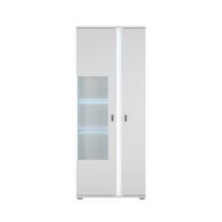 VITRINE in Weiß  - Silberfarben/Schwarz, Design, Glas/Holzwerkstoff (80/200/35cm) - MID.YOU