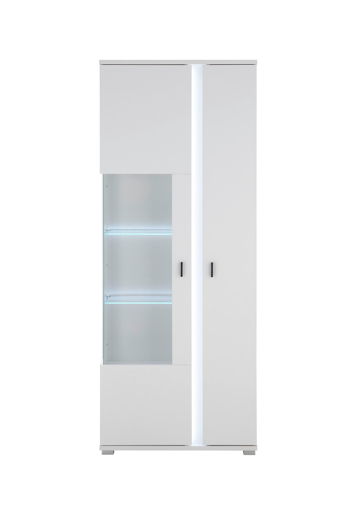 VITRINE in Weiß  - Silberfarben/Schwarz, Design, Glas/Holzwerkstoff (80/200/35cm) - MID.YOU