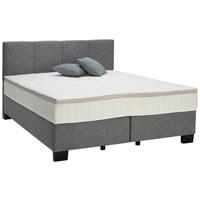 BOXSPRINGBETT 160/200 cm  Platinfarben  - Platinfarben/Schwarz, Design, Kunststoff/Textil (160/200cm) - Hom`in