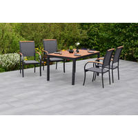 GARTENTISCHGRUPPE beschichtet AkazieHartholz Aluminium  - Graphitfarben/Grau, KONVENTIONELL, Holz/Textil - Gardenson