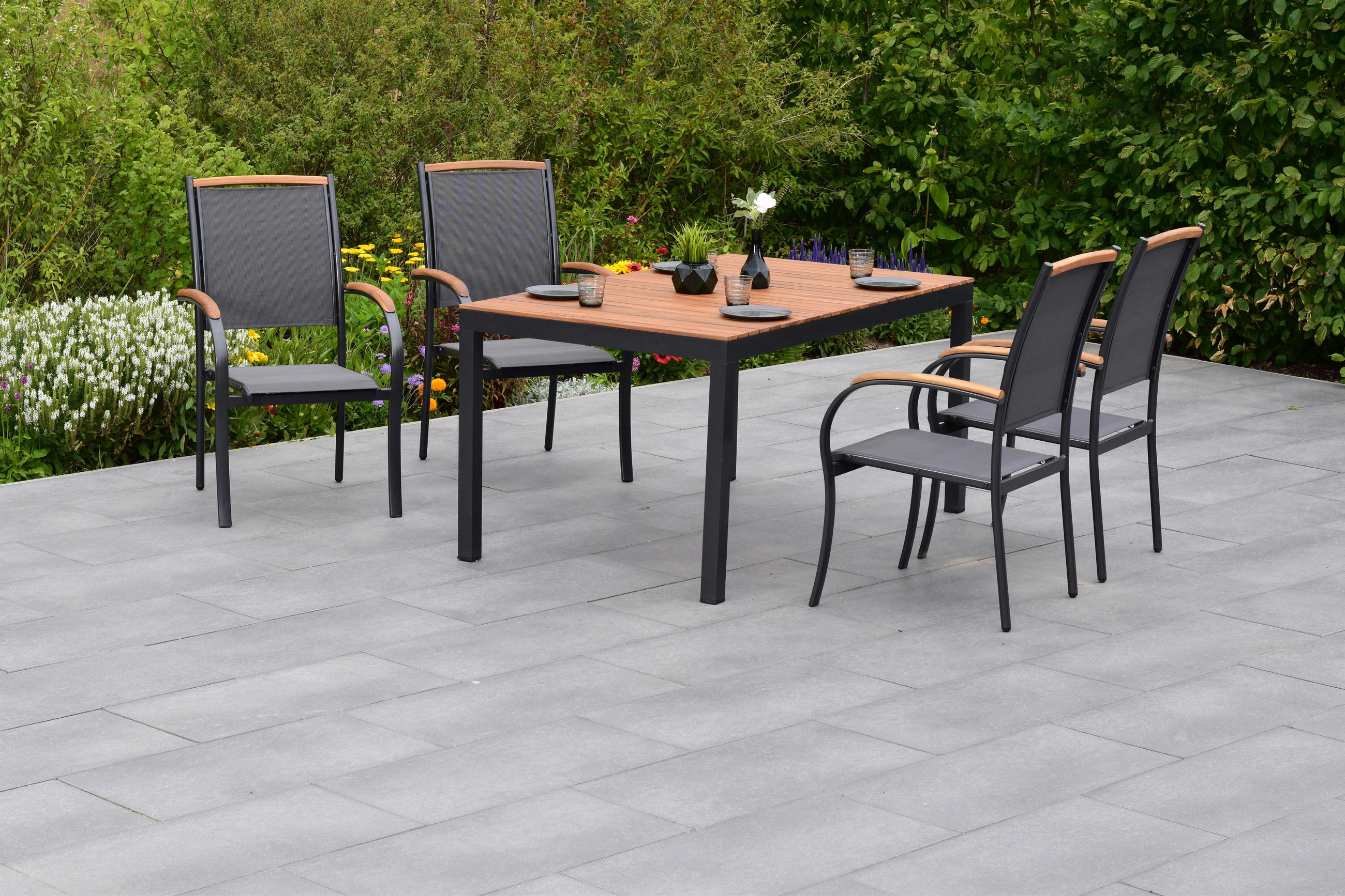 Gardenson Gartentischgruppe Siena Graphit, Grau